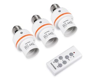 Set 3 Adaptoare dulie E27 cu telecomanda, Kwmobile, Alb, Plastic, 40809
