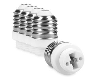 Set 5 Adaptoare dulie de la E27 la G9, Kwmobile, Alb, Ceramica, 40401