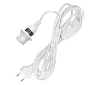 Cablu adaptor 3.5m cu dulie E14 si intrerupator, Kwmobile, Alb, PVC, 40416