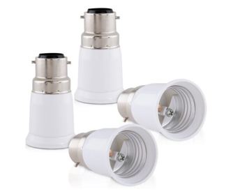 Set 4 Adaptoare dulie de la B22 la E27, Kwmobile, Alb, Plastic, 27510