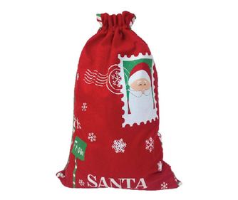 Чувал на Дядо Коледа Felis, Принт, Снежинки, 53х78см, Червен