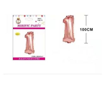 Korallfólia léggömb, Mirific Party, Szám, 1 év, 100 cm