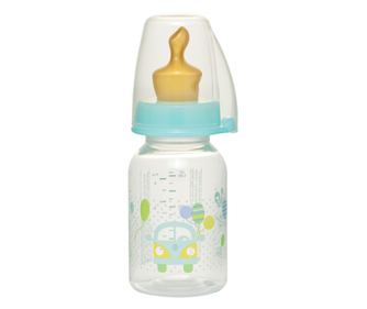 Бебешко шише Family Unisex PP 125 мл с биберон латексов биберон, № 1, щипка 35004