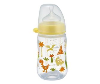 Бебешко шише с широко гърло Unisex PP 260 ml, ортодонтски силиконов биберон, среден поток, 0+ месеца, nip 35040