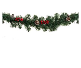 Коледен гирлянд Felis, Елхови клонки, Шишарки, Червени плодове, 2.7 м, Зелен