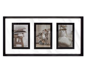 Фоторамка Home, До 3 снимки, MDF, Стъкло, 49,5x24,5 cм, Черен/Бял