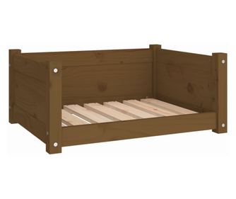 821450 Кучешко легло, медено кафяво, 65,5x50,5x28 см, бор масив