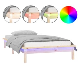 Рамка за легло с LED осветление 100x200 см масивно дърво
