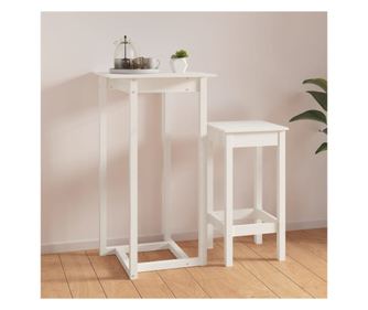 Barna miza, bela, 60x60x110 cm, masivno borovo leso