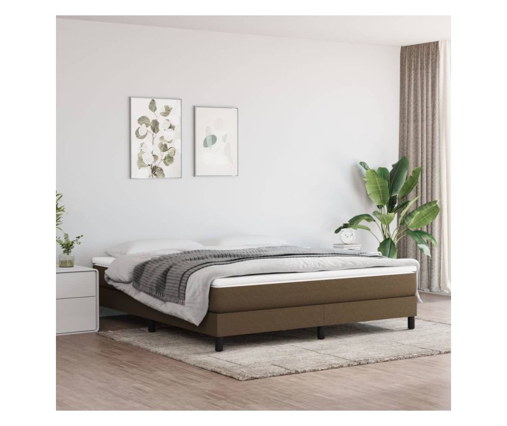 Dark Brown Fabric Continental Bed with Mattress 180x200cm