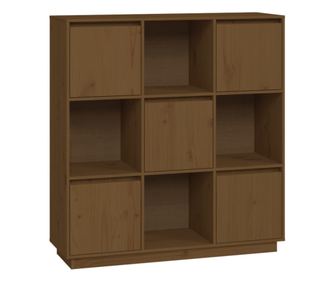 mézbarna tömör fenyőfa magasszekrény 110,5x35x117 cm