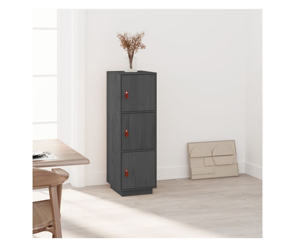 Magas, szrke szekrny, 34x40x108,5 cm, tmr fenyfa