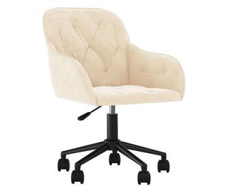 Scaun de birou pivotant, crem, catifea
