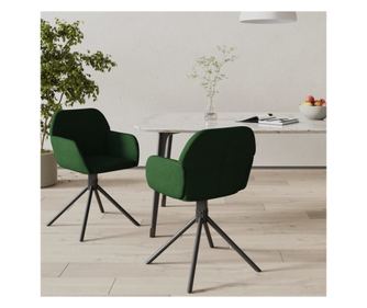 Kuhinjska vrtljiva stola, 2 kosa, temno zelena, žamet