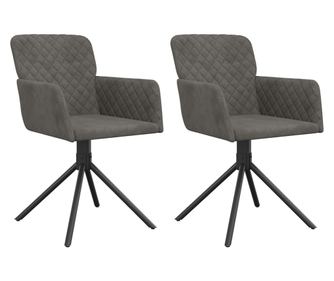 Vrtljiv jedilni stol 2 kosa temno siv žamet