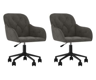 Vrtljiv jedilni stol 2 kosa temno siv žamet