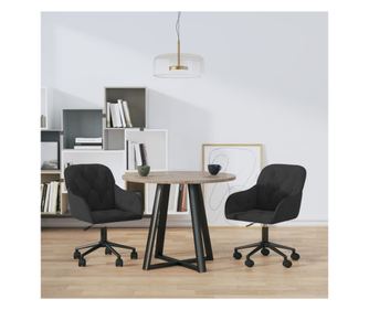 Okretne kuhinjske stolice, 2 kom, crne, baršunaste