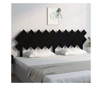 Ágy háttámla, fekete, 196x3x80,5 cm, tömör fenyőfa