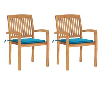 Kerti szkek kk prnkkal, 2 db, tmr teakfa