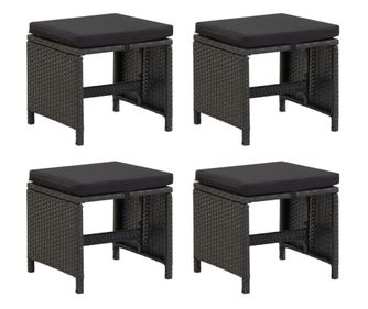 Vrtni tabureti s jastucima, 4 kom., crni, poliratan