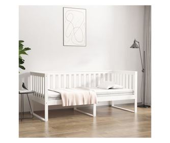Fehér, 100x200 cm-es, tömör fenyőfa nappali ágy