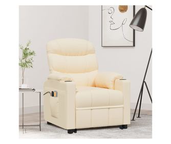 Električni masažni stol s dvigom, krem, tekstil