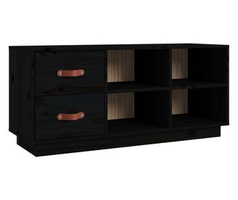 Lavice s botníkem černá 100 x 34 x 45 cm masivní borové dřevo