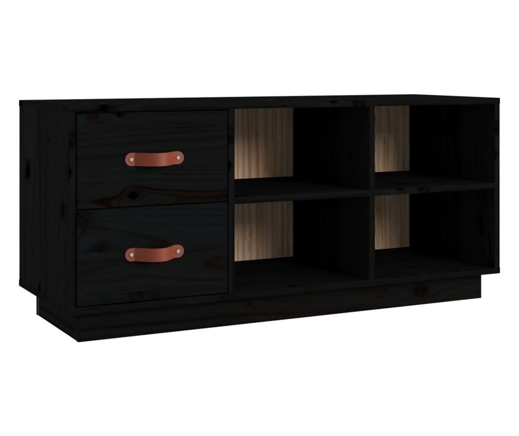 Klupa za cipele crna 100 x 34 x 45 cm od masivne borovine 