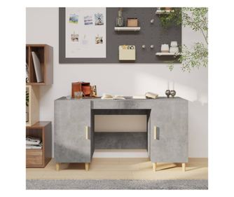 Ured, betonsko siva, 140x50x75 cm, kompozitno drvo