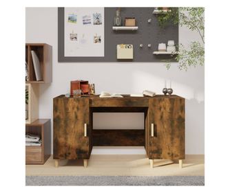 Ured, dimljeni hrast, 140x50x75 cm, kompozitno drvo