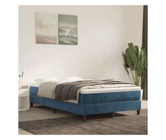 Кутия за пружинен матрак, тъмносиньо, 120x200 см, кадифе