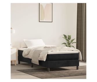 Saltea de pat cu arcuri, negru, 90x190x20 cm, catifea