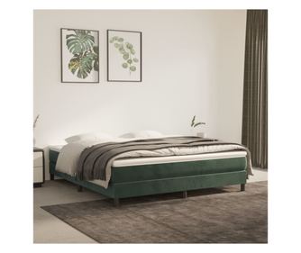 Saltea de pat cu arcuri, verde închis, 160x200x20 cm, catifea