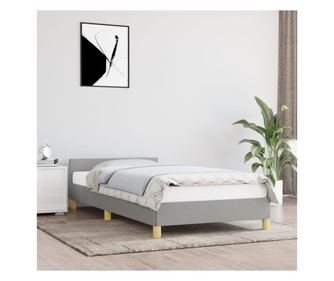 Κρεβάτι με Κεφαλάρι, Ανοιχτό Γκρι, 100x200 εκ., Ύφασμα