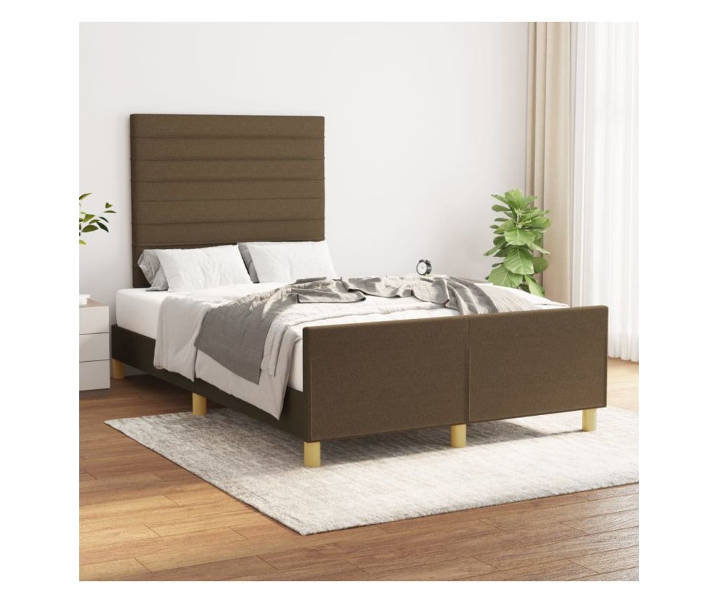 Okvir za krevet s uzglavljem, tamnosmeđi, 180x200 cm, tekstil