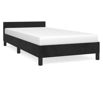 Рамка за легло с табла, черна, 90x190 см, кадифе