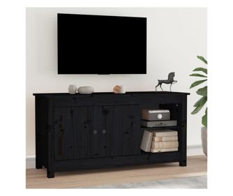 TV komoda, crna, 103x36,5x52 cm, masivno borovo drvo