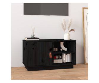TV komoda, crna, 70x34x40 cm, masivno borovo drvo