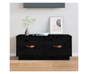 TV komoda, crna, 80x34x35 cm, masivno borovo drvo