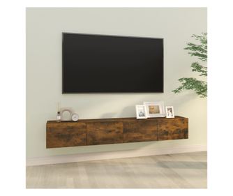 Füstszínű tölgy TV-szekrény, 2 db, 100x30x30 cm, feldolgozott fa