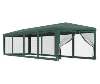 Šator za zabave s 10 mrežastih bočnih zidova zeleni 3x12 m HDPE