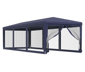 Cort de petrecere cu 8 pereti din plasa, albastru, 3x9 m, HDPE