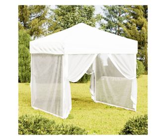 Összecsukható parti sátor, oldalfalakkal, fehér, 2x2 m