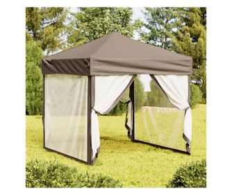 Összecsukható parti sátor, oldalfalakkal, taupe, 2x2 m