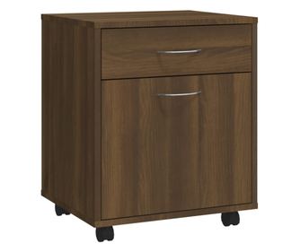 Dulap cu roti, stejar maro, 45x38x54 cm, lemn prelucrat