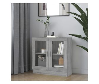Vitrines szekrny, szrke sonoma, 82,5x30,5x80 cm, feldolgozott fa