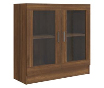 Шкаф витрина, кафяв дъб, 82,5x30,5x80 см, инженерно дърво