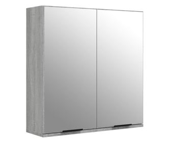 Шкаф за баня с огледало, сив сонома, 64x20x67 см