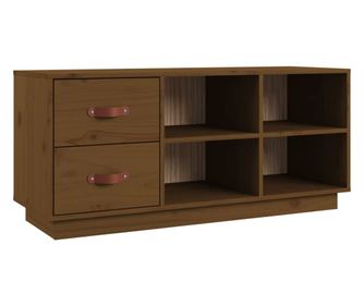 Lavice s botníkem medově hnědá 110x34x45 cm masivní borovice