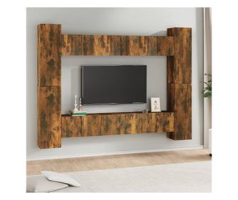 Set omarjev za TV, 10 kosov, dimni hrast, obdelano leseno